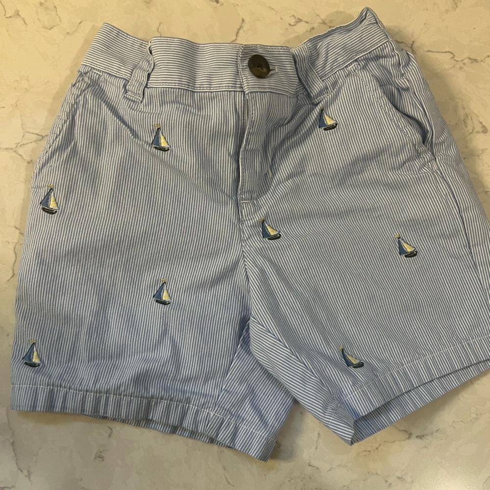 Janie and Jack Blue Striped Sailboat Shorts